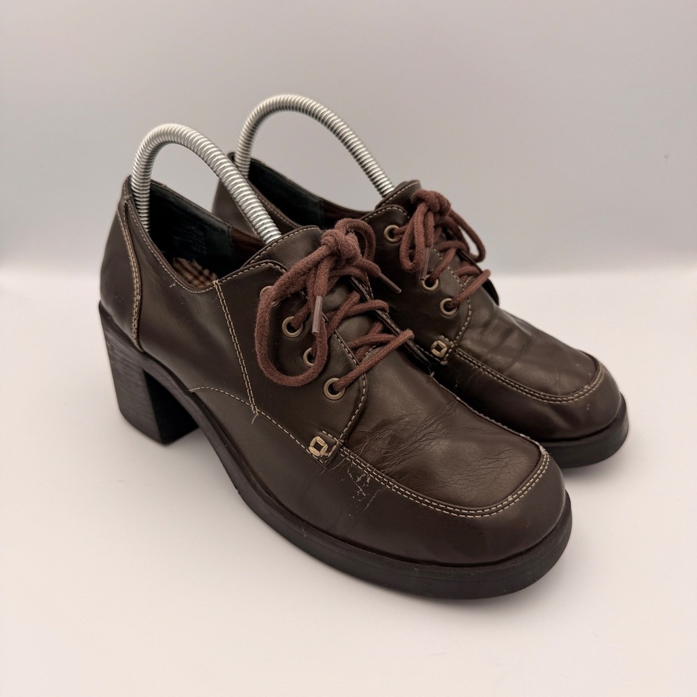 Vintage Mudd Ruffo Brown Chunky Block Heel Oxford Shoes 90s Y2K Size 9.5M
